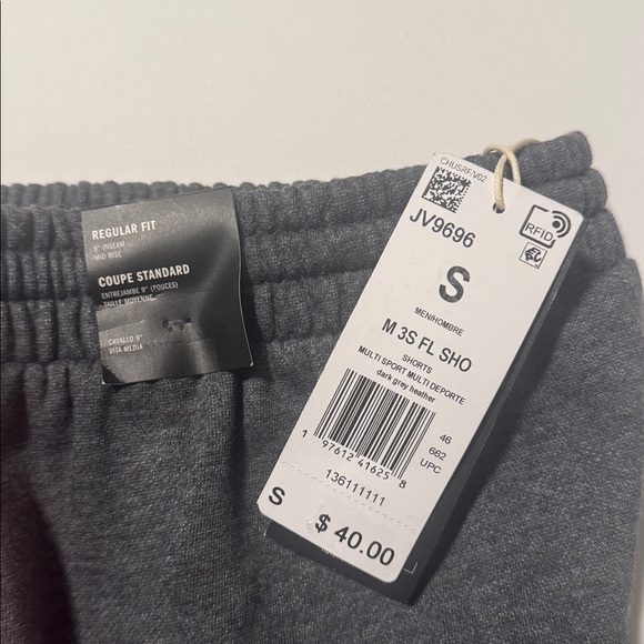 Adidas Fleece Shorts Mens Small Gray Pink - Picture 2 of 3